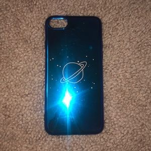 Blue holographic planet iphone case
